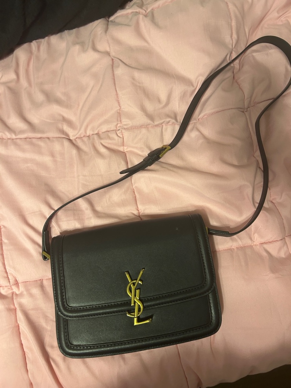 Saint Laurent Black Leather Crossbody Bag with Gold Hardware